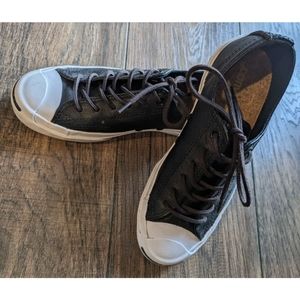 Converse Jack Purcell Classic Sneakers Sz 7 Women 5.5 Men Black Canvas Cork Sole